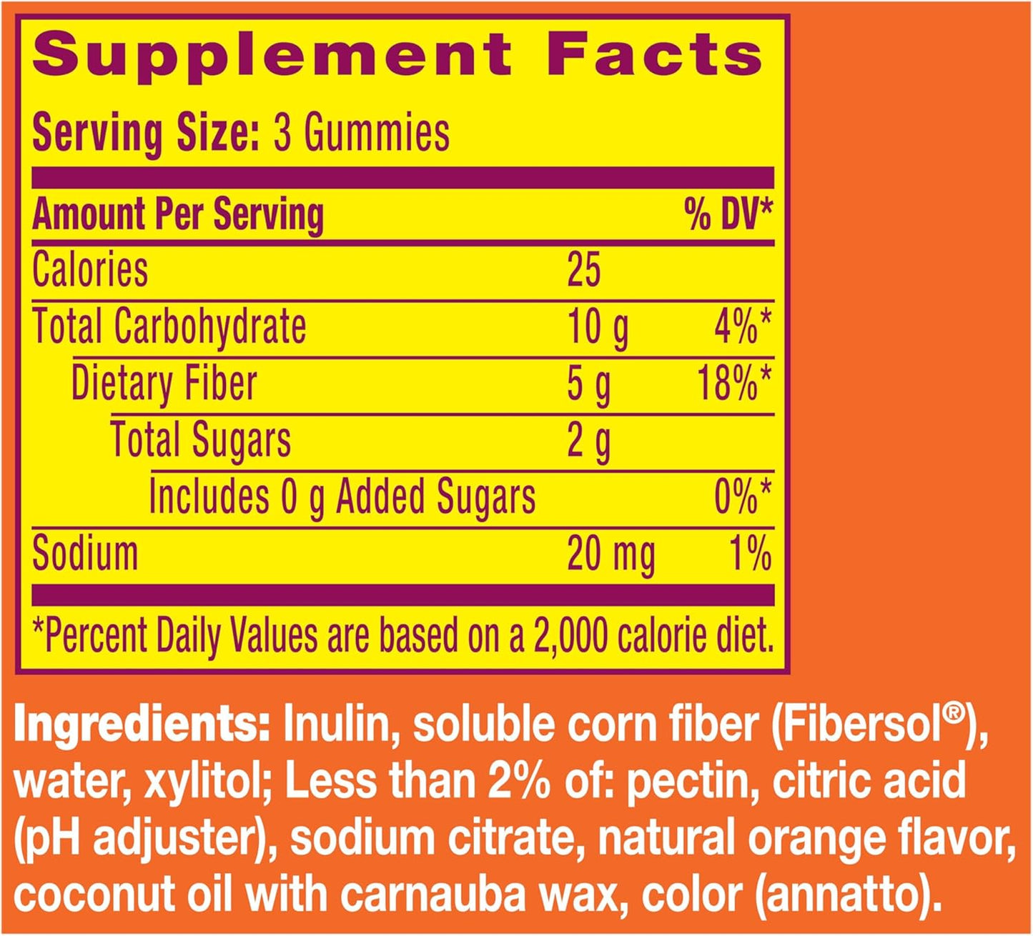 Metamucil Gomitas de fibra para adultos, sabor a naranja sin azúcar...