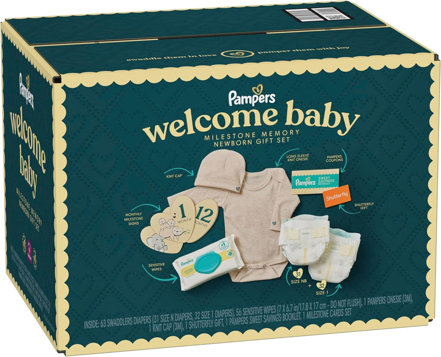 Pampers Set de regalo, pañales desechables, toallitas sensibles y r...