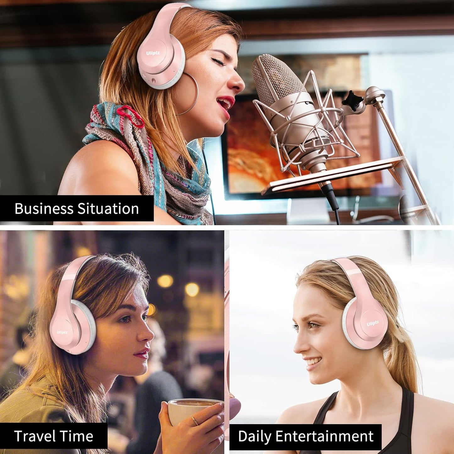 Uliptz Auriculares Bluetooth inalámbricos, tiempo de reproducción d...