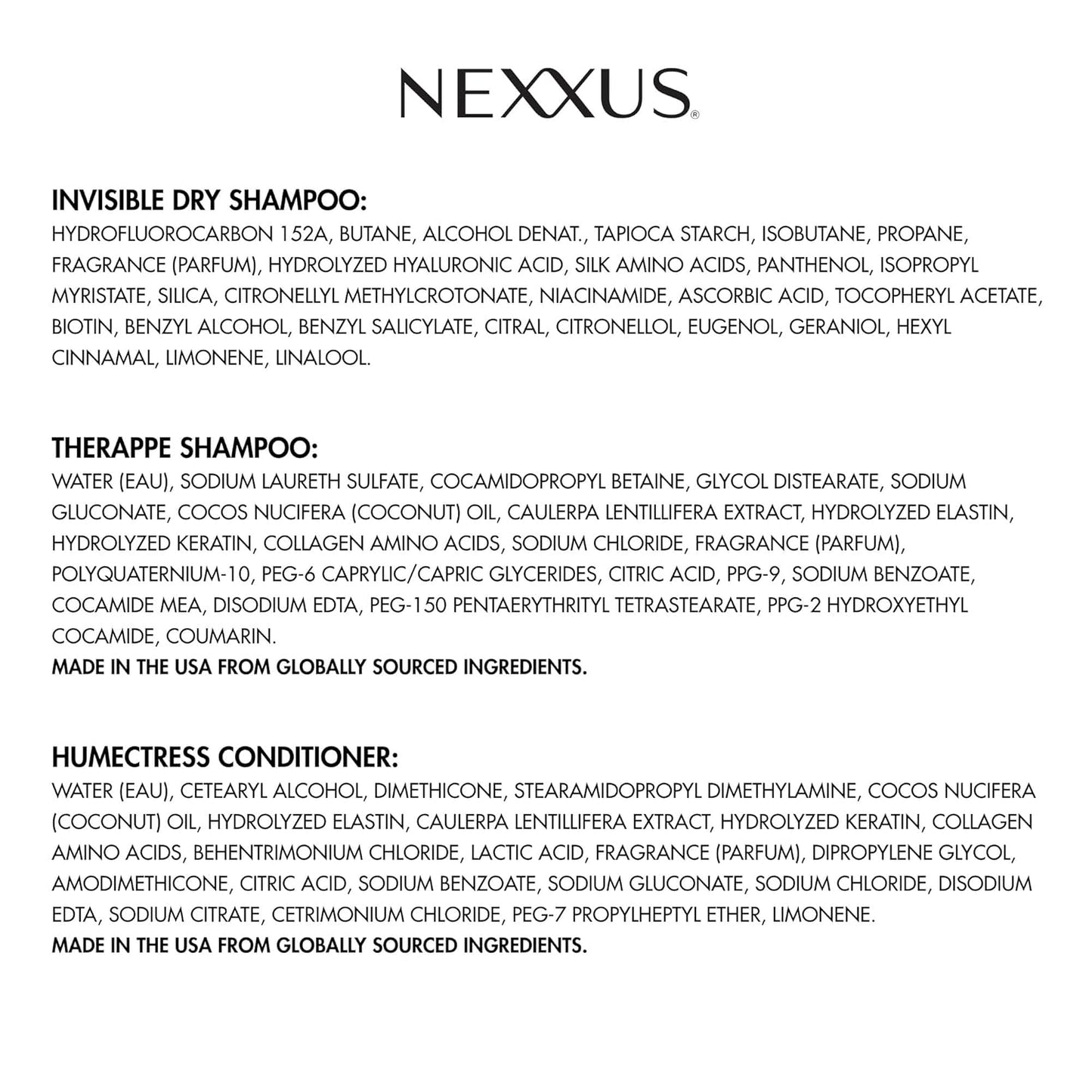 Nexxus Champú y acondicionador Therappe Humectress 2 unidades para cabello seco 33.8 oz y champú avanzado invisible limpio seco para control instantáneo del aceite 5 oz