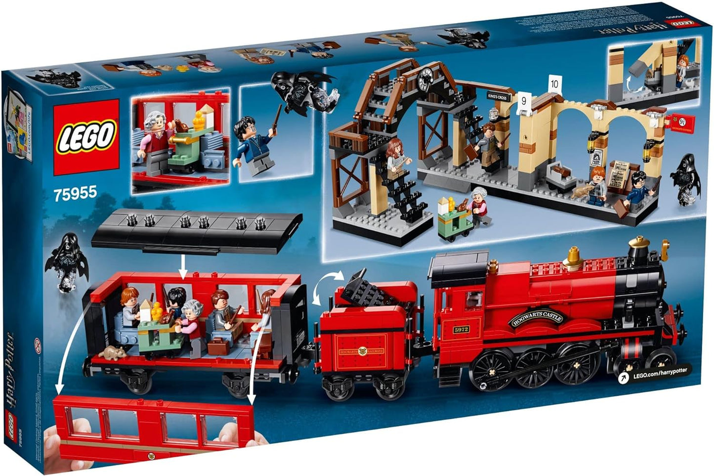 LEGO Harry Potter Hogwarts Express 75955 - Juego de construcción de tren de juguete que incluye tren modelo y minifiguras de Harry Potter, Hermione Granger y Ron Weasley (801 piezas)
