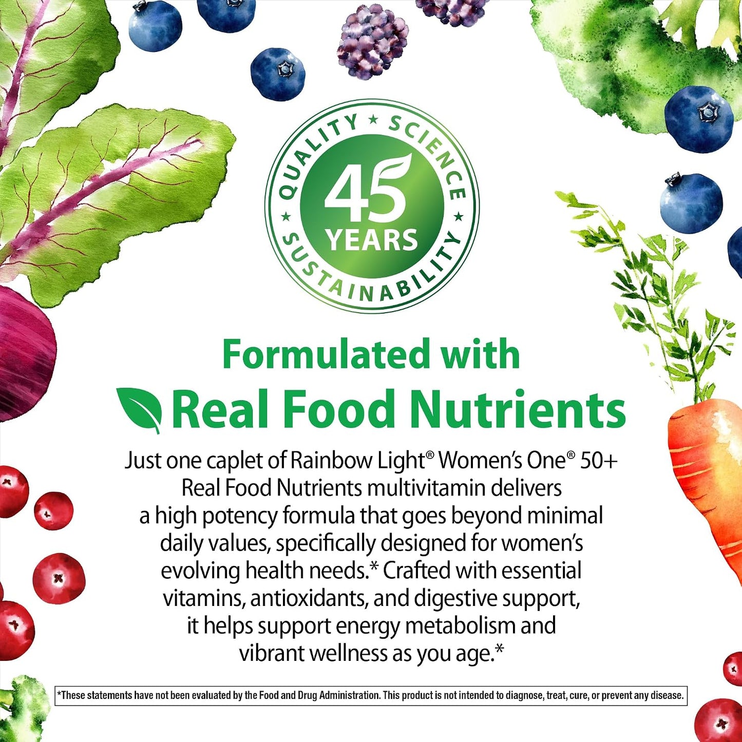 Rainbow Light Multivitamínico para Mujeres 50+, Vitamina C, D y Zin...