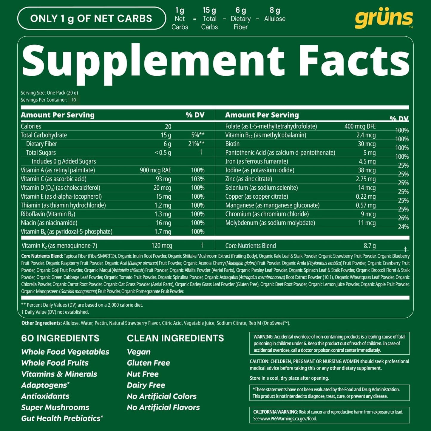 Gruns Gomitas Super Greens Sin Azúcar, Ositos de Goma Multivitamíni...