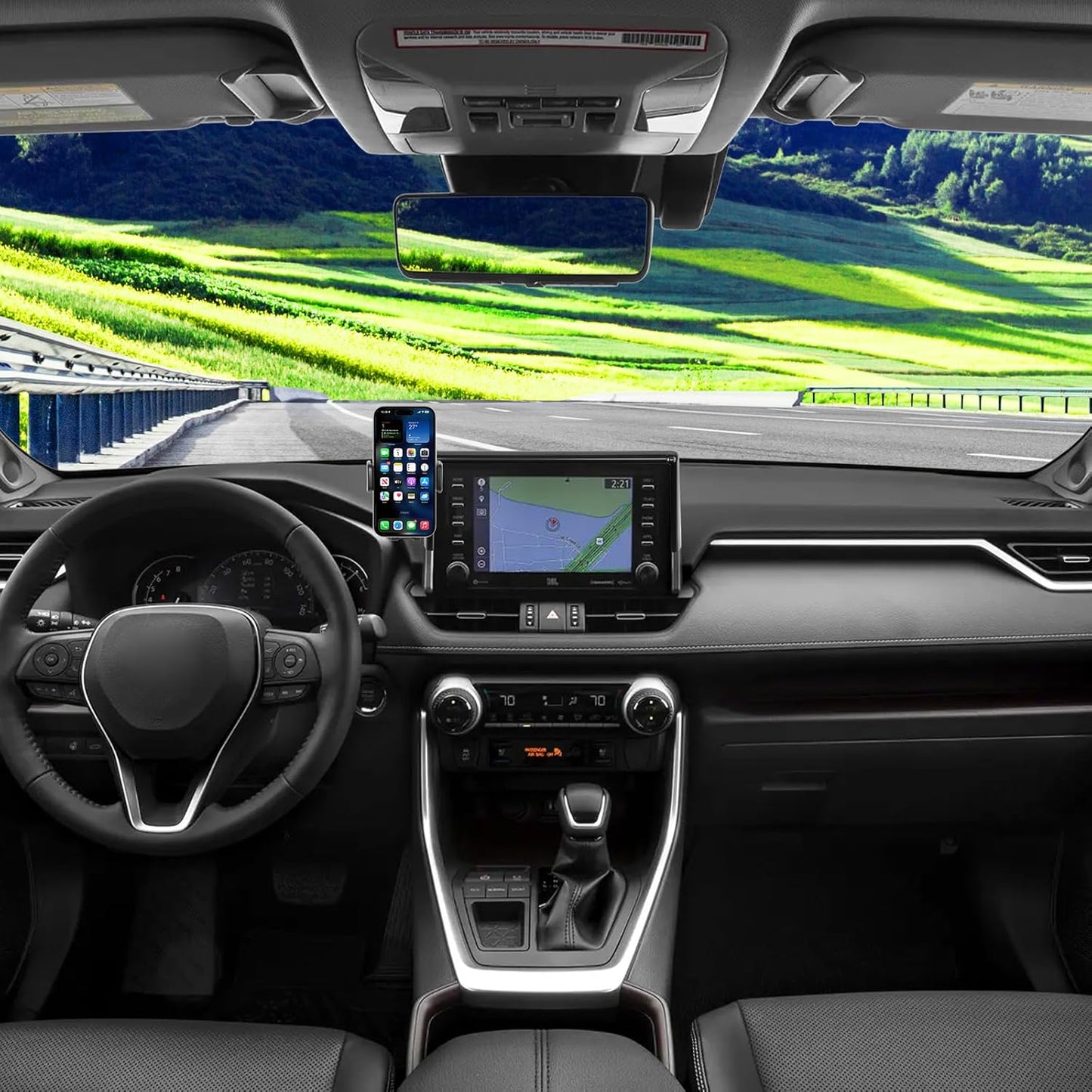 KAKSEY Soporte de teléfono para automóvil compatible con Toyota RAV4 2019-2025, accesorios para automóvil, clip fijo de pantalla de 7/8 pulgadas, soporte de pantalla de navegación para teléfono