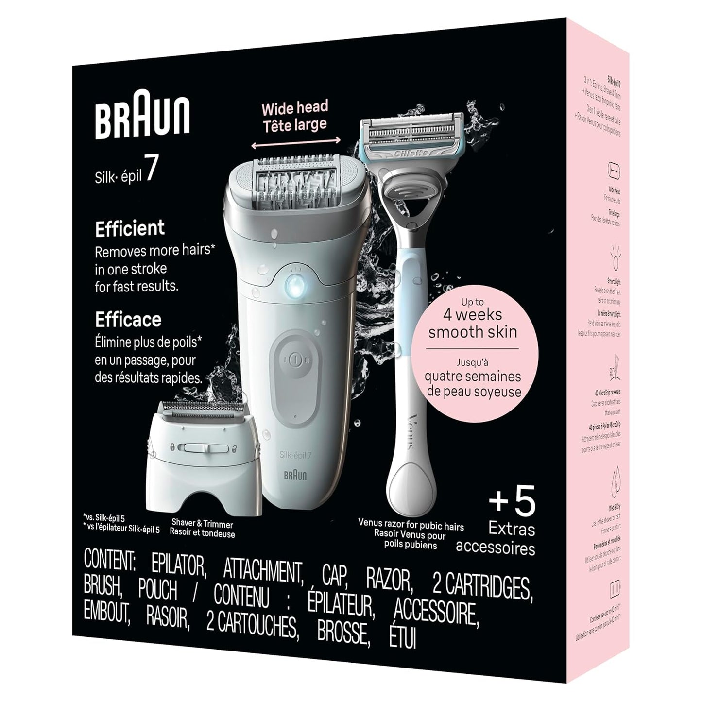 Braun Depiladora Silk-épil 7, húmeda y seca, cabeza ancha, incluye...