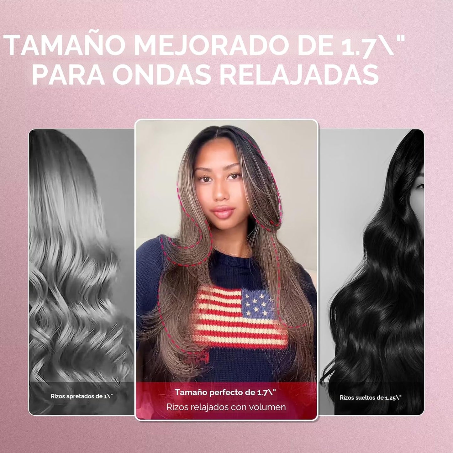 TYMO STYLUX - Cepillo térmico 2.0 para rizar, voluminizador de 1.7 pulgadas con ajuste flexible para alisar el cabello, herramienta de peinado redondo calentado, alisador y rizador de cabello 2 en 1, doble voltaje y luz, dorado