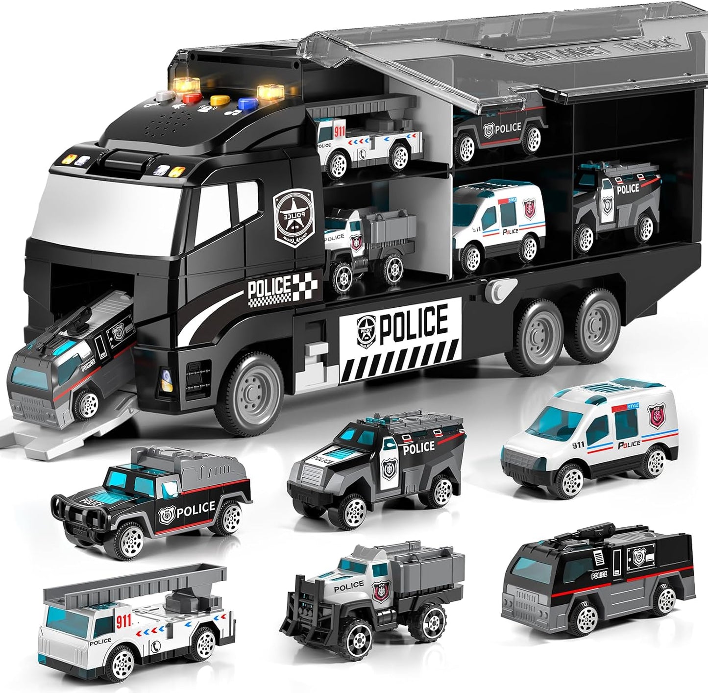YunWings Juego de Coches de Policía para Niños Pequeños: Camión de...