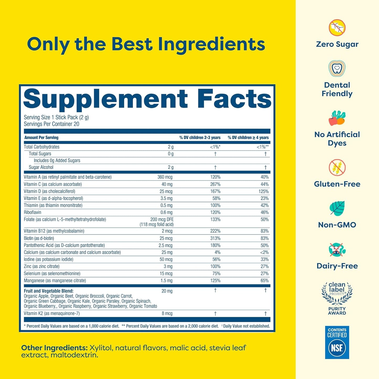 Hiya Multivitamínico para niños, más de 15 vitaminas y minerales es...