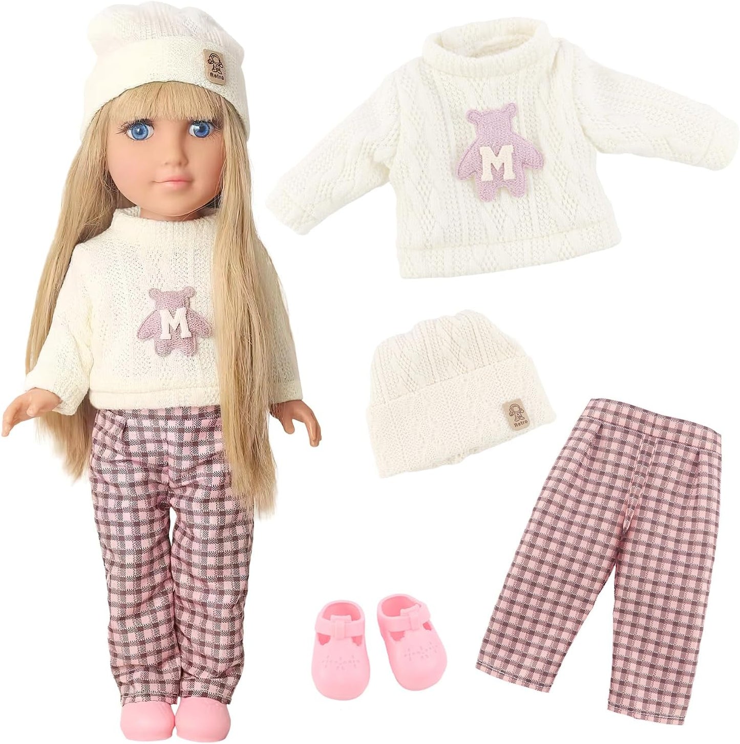 18INDC Conjunto de muñeca de 18 pulgadas con trajes de muñeca, part...