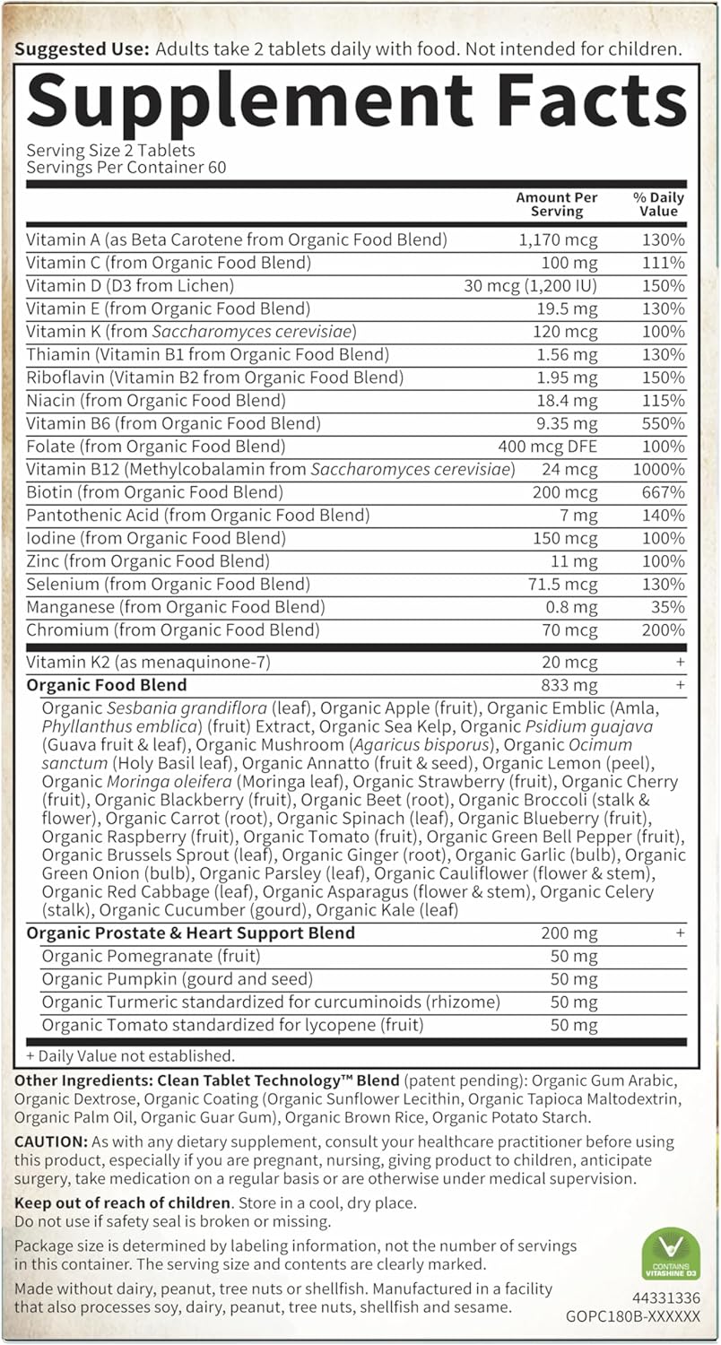 Garden of Life Organics - Multivitamínico de alimentos integrales p...