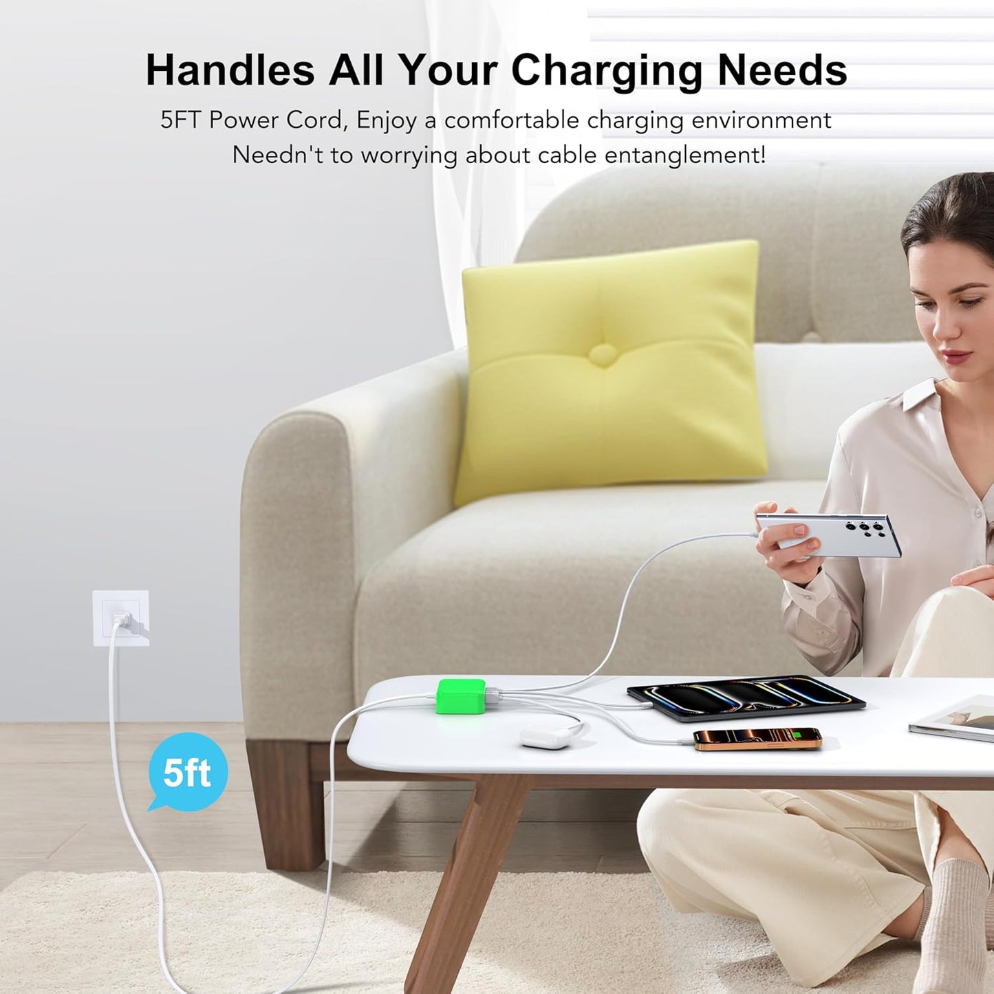Cargador rápido USB C, 100W GaN estación de carga de 6 puertos tipo...