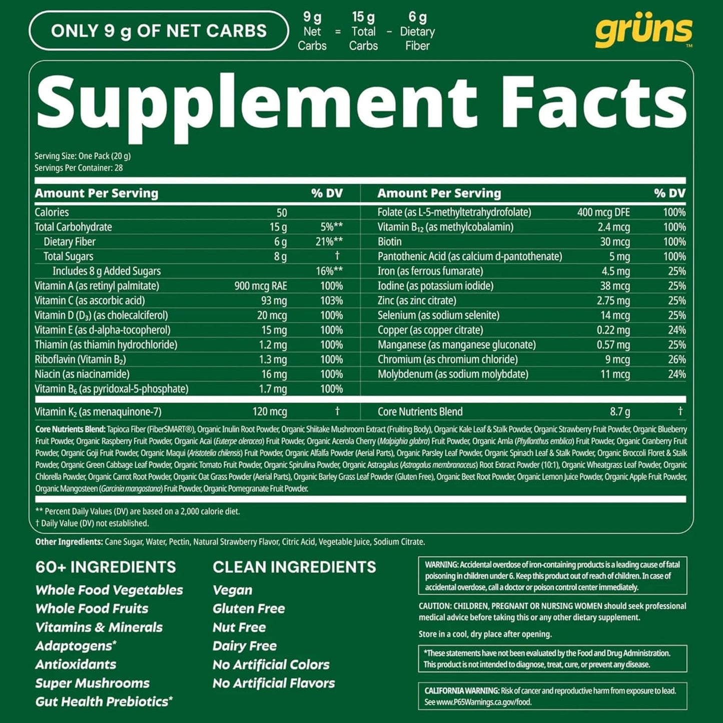 Gruns Super Greens - Gomitas multivitamínicas para adultos, vitamin...