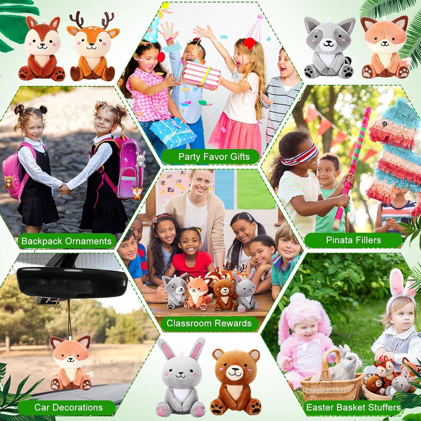 Suilung 12 piezas de mini animales de peluche del bosque a granel d...