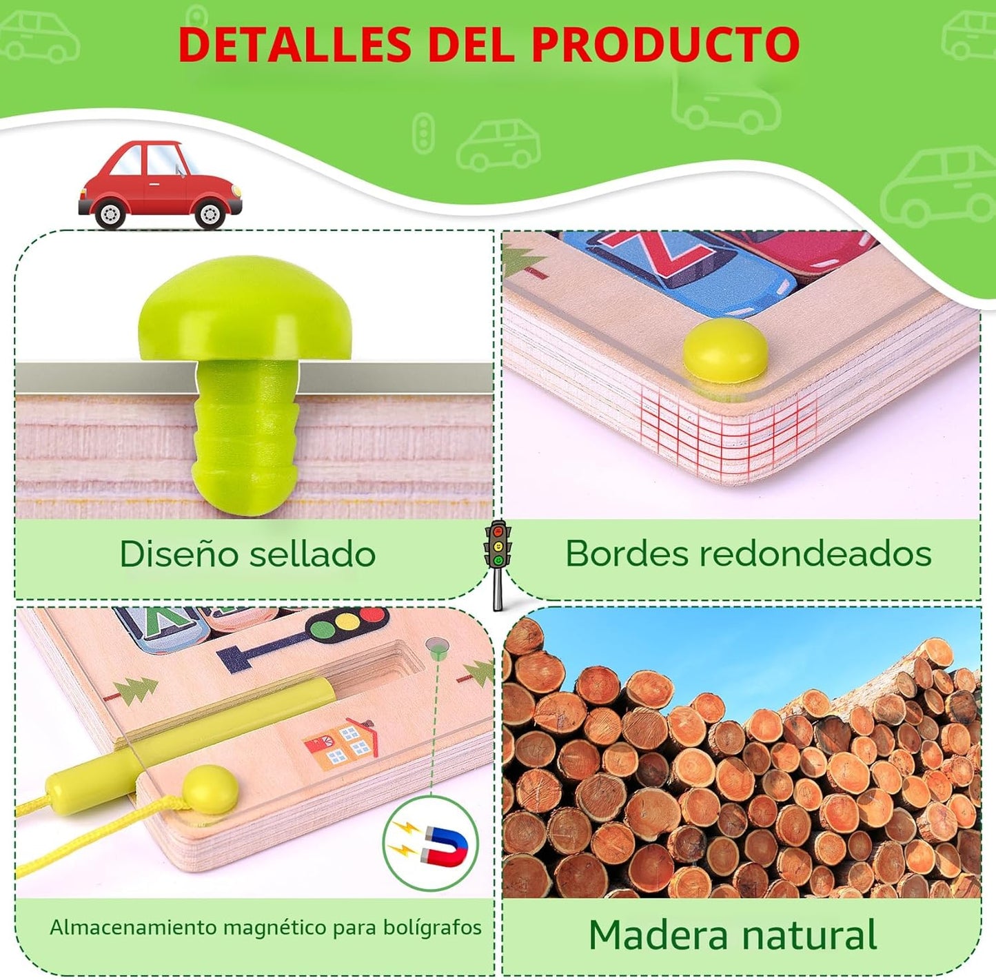 Scuwtocn Laberinto Magnético de Alfabeto de Madera, Juguetes Montes...