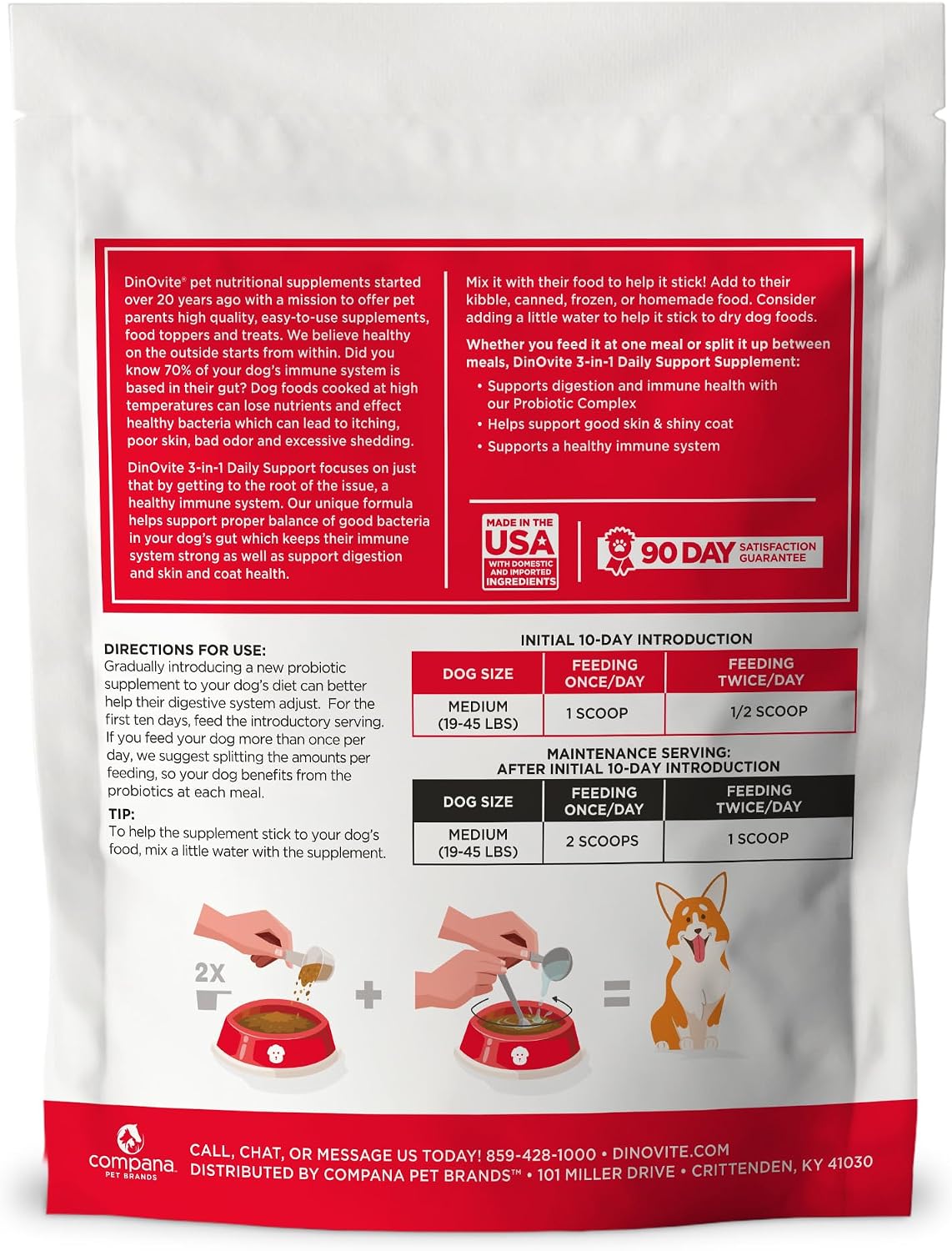 Dinovite Probióticos para perros medianos, adorno probiótico para a...