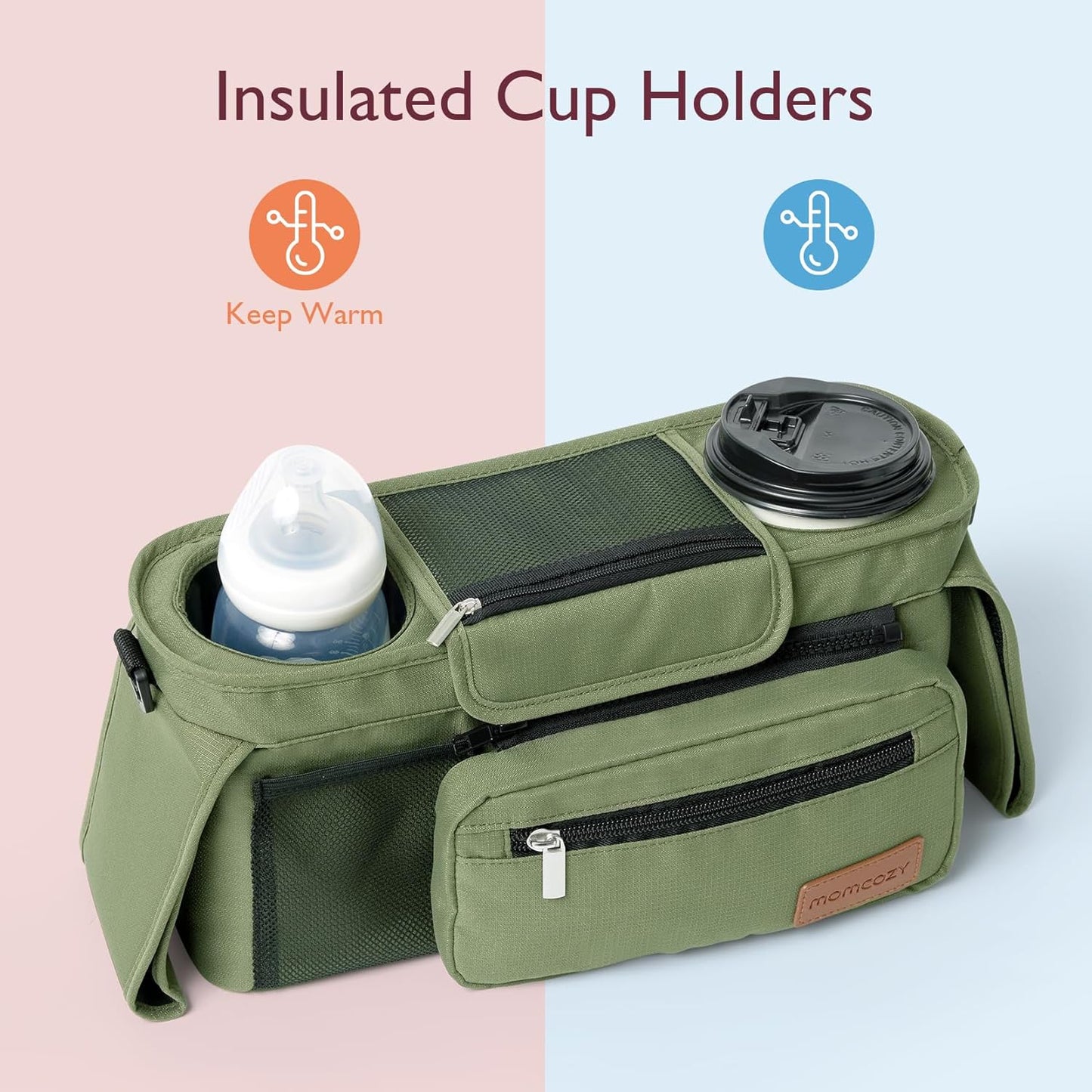 Momcozy: Organizador universal para cochecito con soporte para taza...