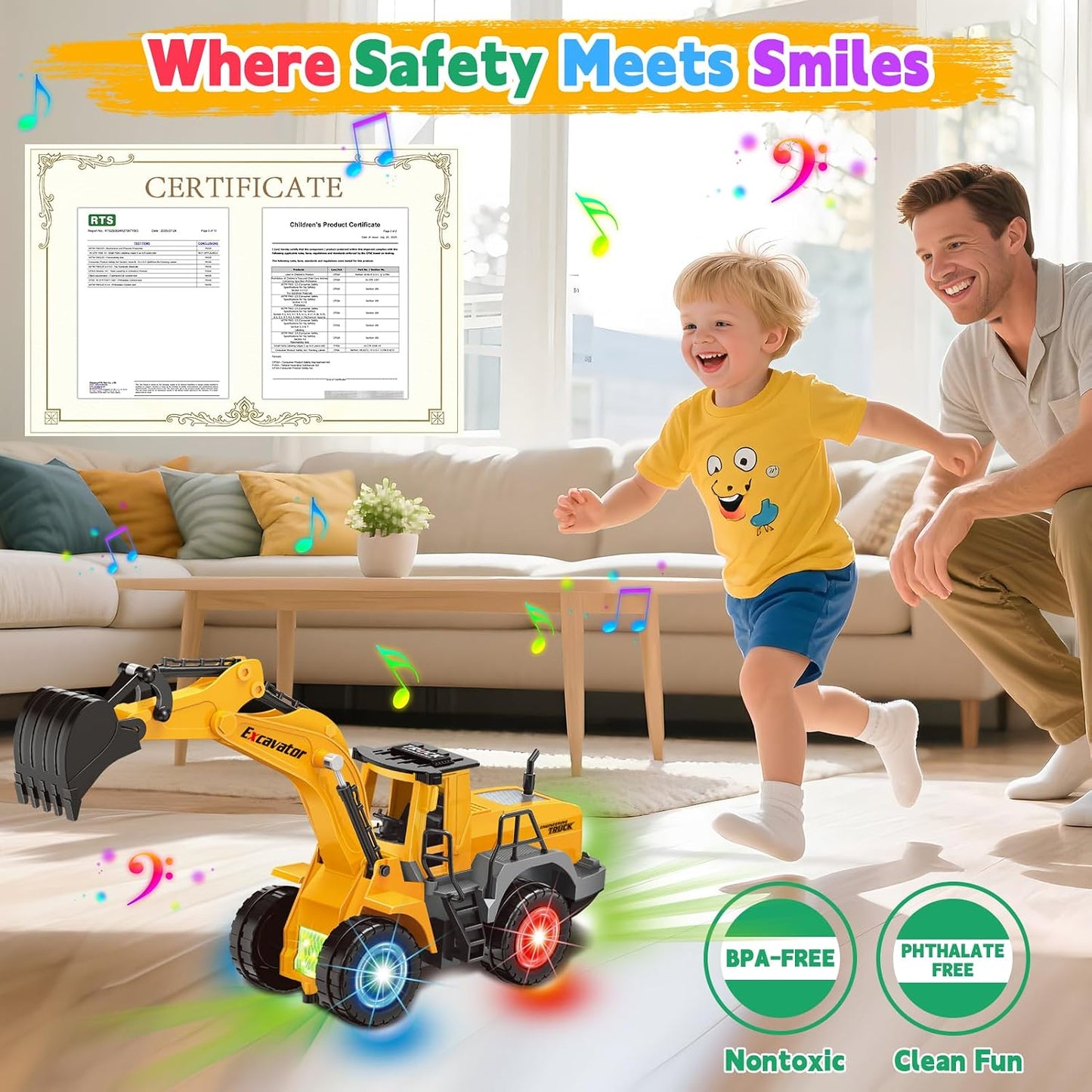 Juguetes de coche para niños pequeños, juguete de excavadora con 2...