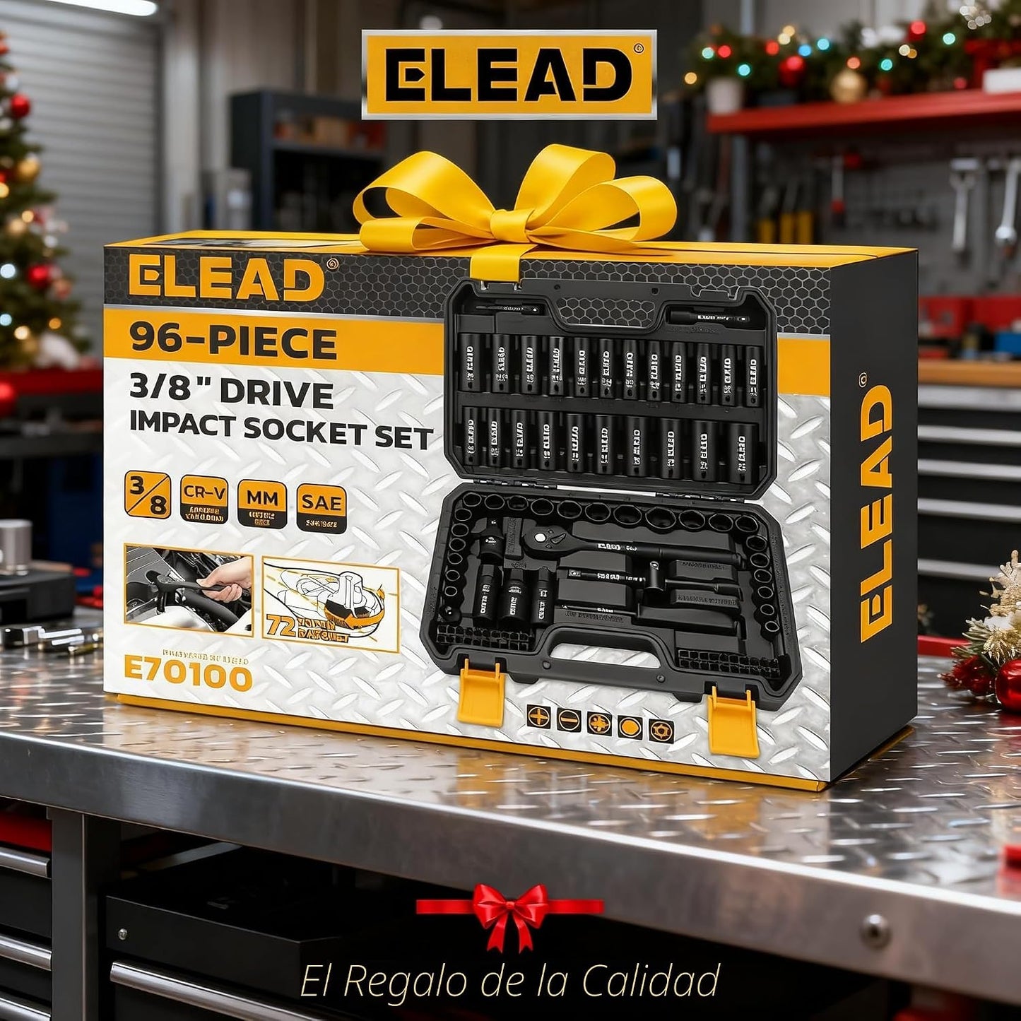 ELEAD 3\/8" Juego de llaves de impacto de 96 piezas, juego de v...