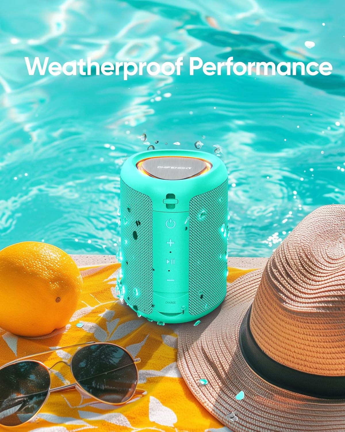 Altavoz Bluetooth portátil Esenciales para vacaciones en la playa:...