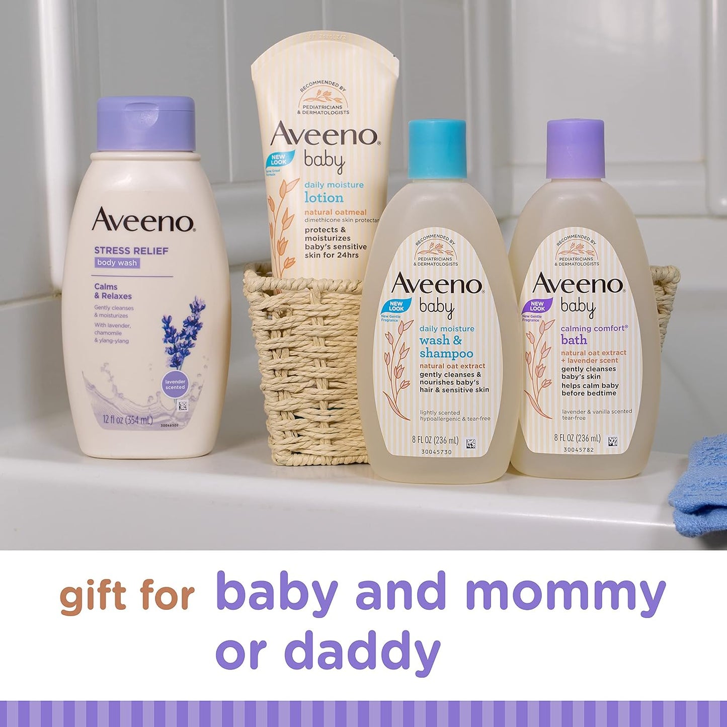 Aveeno Baby Mommy & Me - Set de regalo diario para el baño, inc...