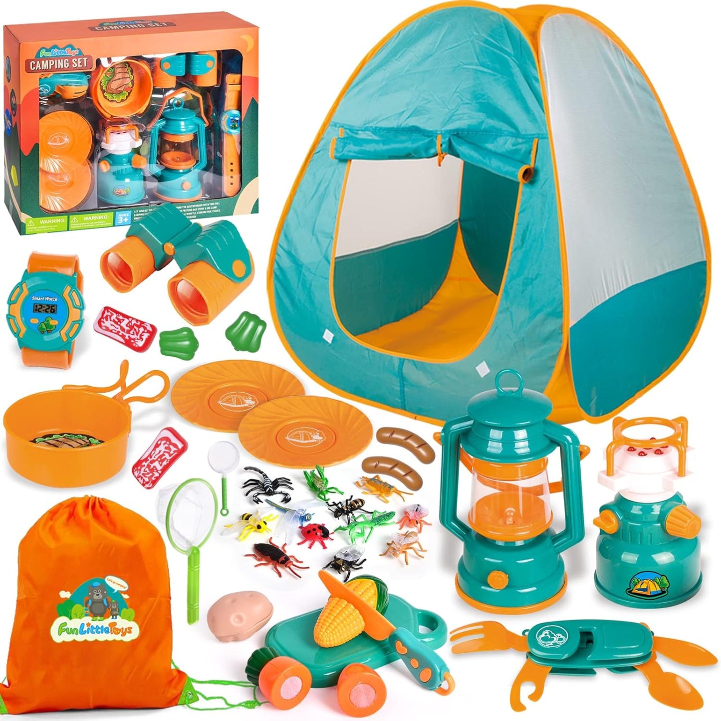 FUN LITTLE TOYS - Juego de camping para niños con tienda de campaña...