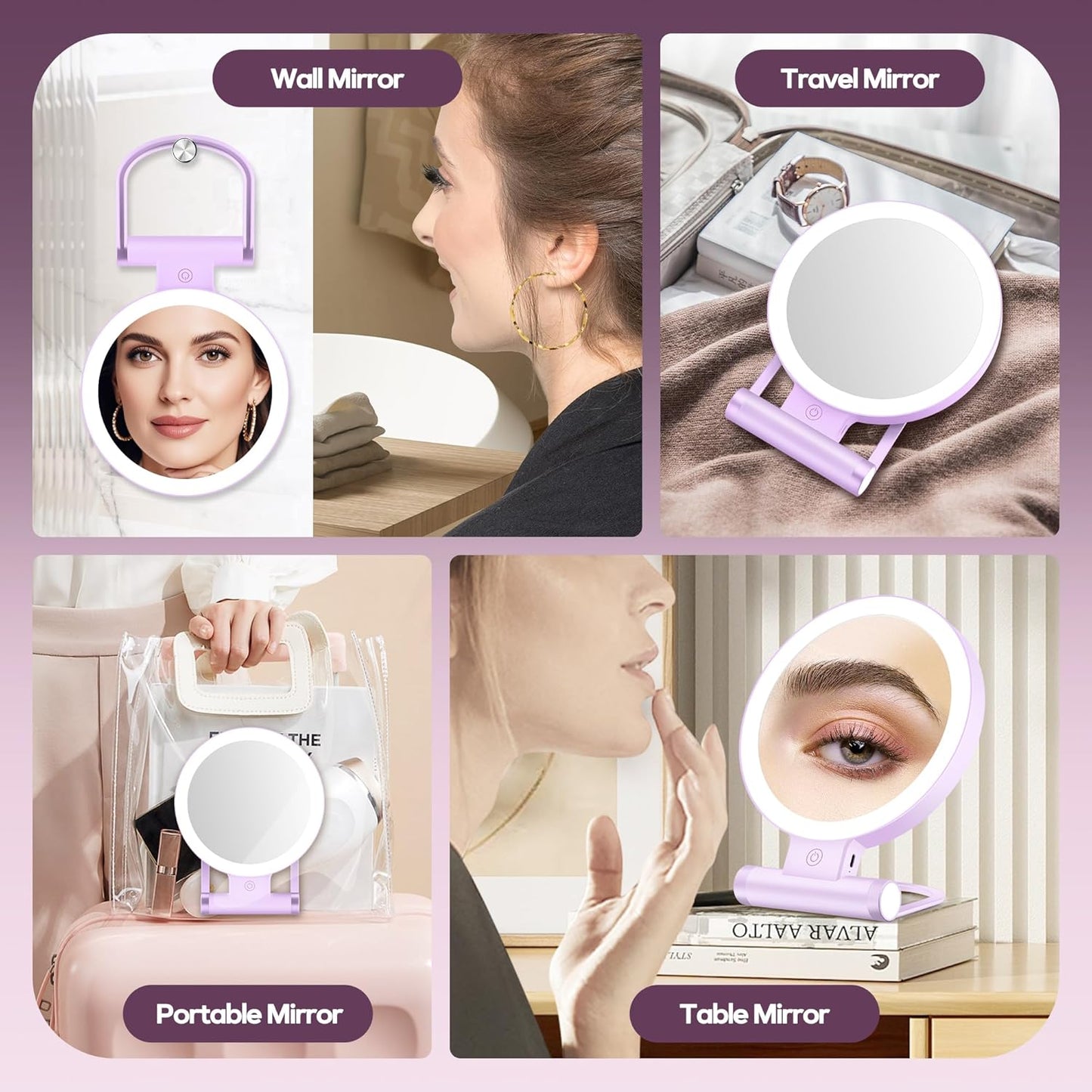 B Beauty Planet Espejo de aumento con luz 30X, espejo de maquillaje...