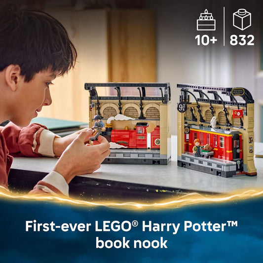 LEGO Harry Potter Book Nook: Hogwarts Express Building Set – Decoración de estante de dormitorio para niños, niñas y fanáticos, a partir de 10 años – Minifiguras coleccionables de Harry & Ron – Idea