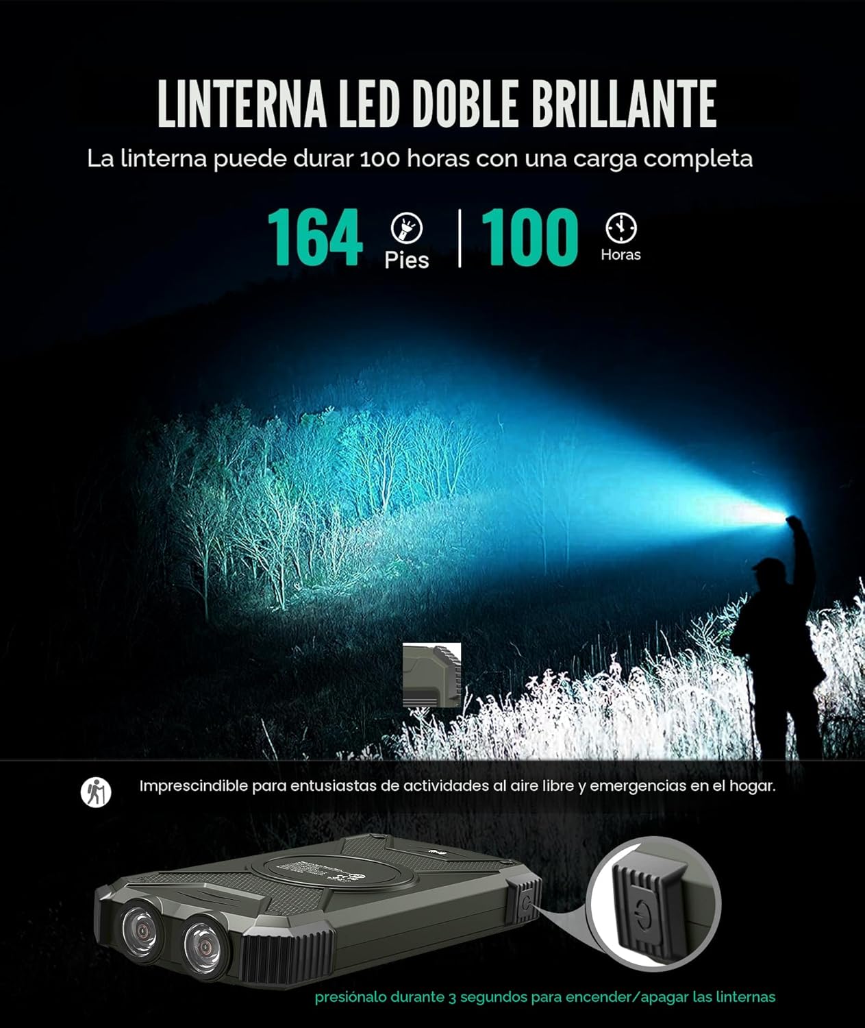 BLAVOR Banco de energía solar de 10,000 mAh, cargador inalámbrico p...