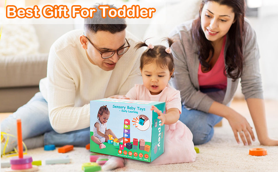 Juguetes Montessori para bebés de 6-12-18 meses, tazas de apilar con cuerda para bebés, bloques clasificadores de forma, juguete de desarrollo sensorial y aprendizaje de 6-9 9-12 meses, regalo de