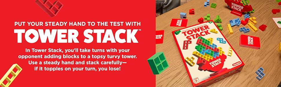 Torre de Apilar de Relatable, Emocionante Juego de Torre para Niños y Adultos, Juego Nocturno Familiar, Divertidos Juguetes de Apilamiento y Construcción, Incluye 36 Tarjetas, 24 Bloques, 1 Cuerpo de