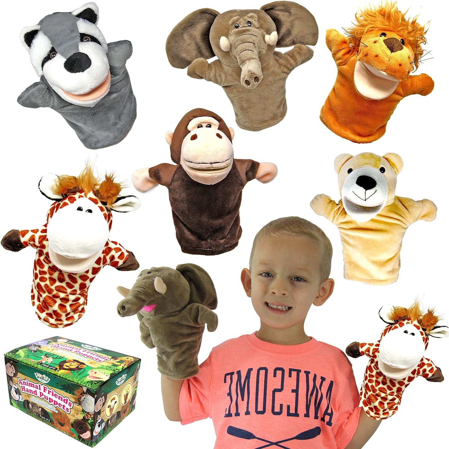 JOYIN Juego de marionetas de mano para niños con boca de trabajo, j...
