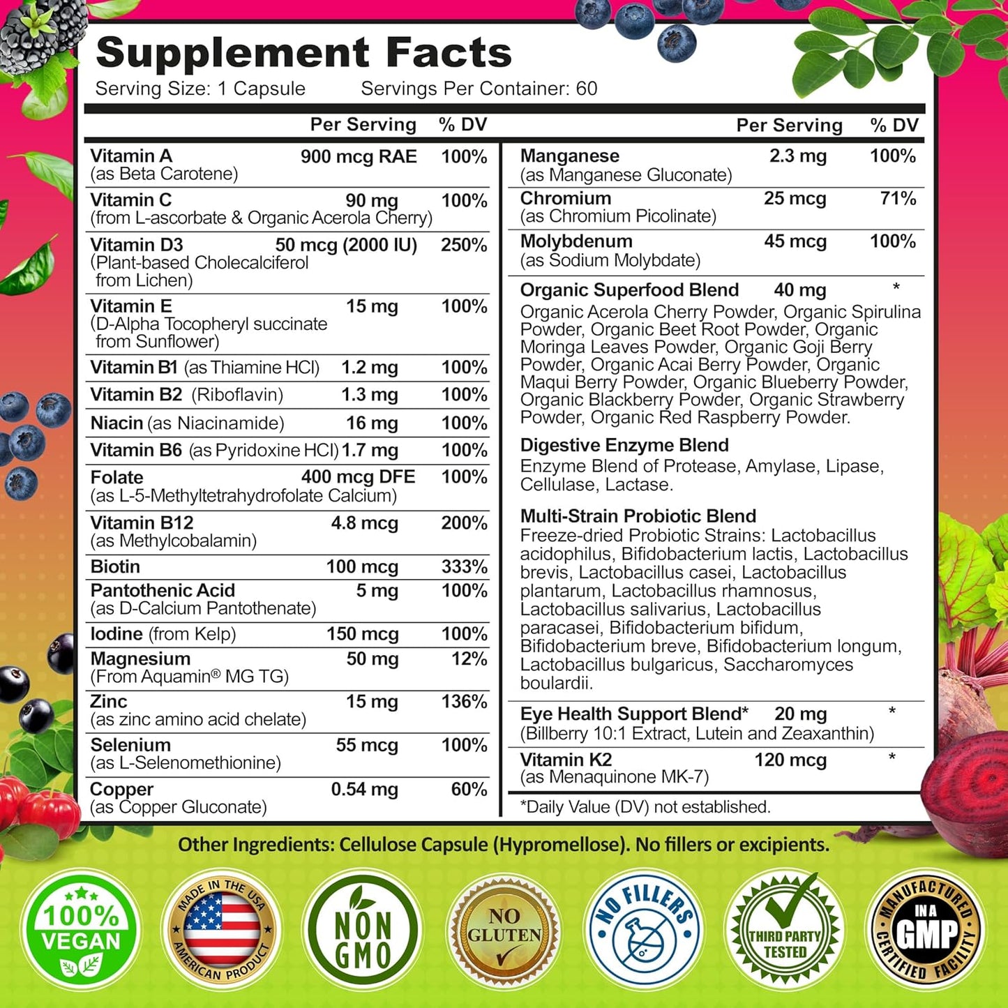Multivitamínico diario para mujeres 50 Plus - Multivitamínico vegan...