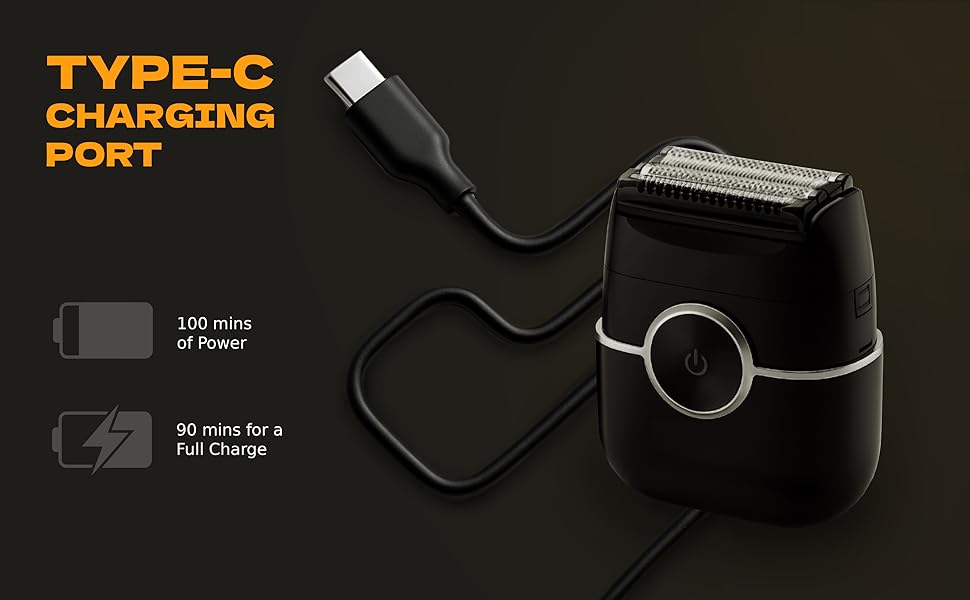 Maquinilla de afeitar eléctrica para hombres, afeitadora portátil con recortador de barba, carga rápida USB-C, IpX7 impermeable húmedo/seco, mini afeitadora de viaje de bolsillo para el hogar