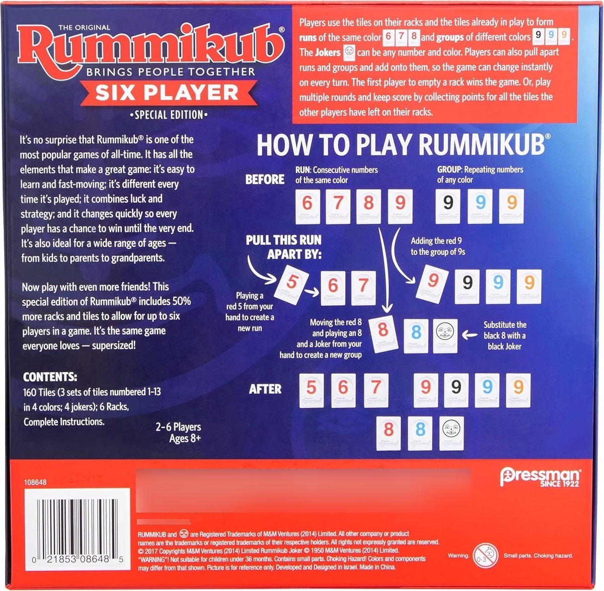 Rummikub Edición Para Seis Jugadores, El Clásico Juego De Fi