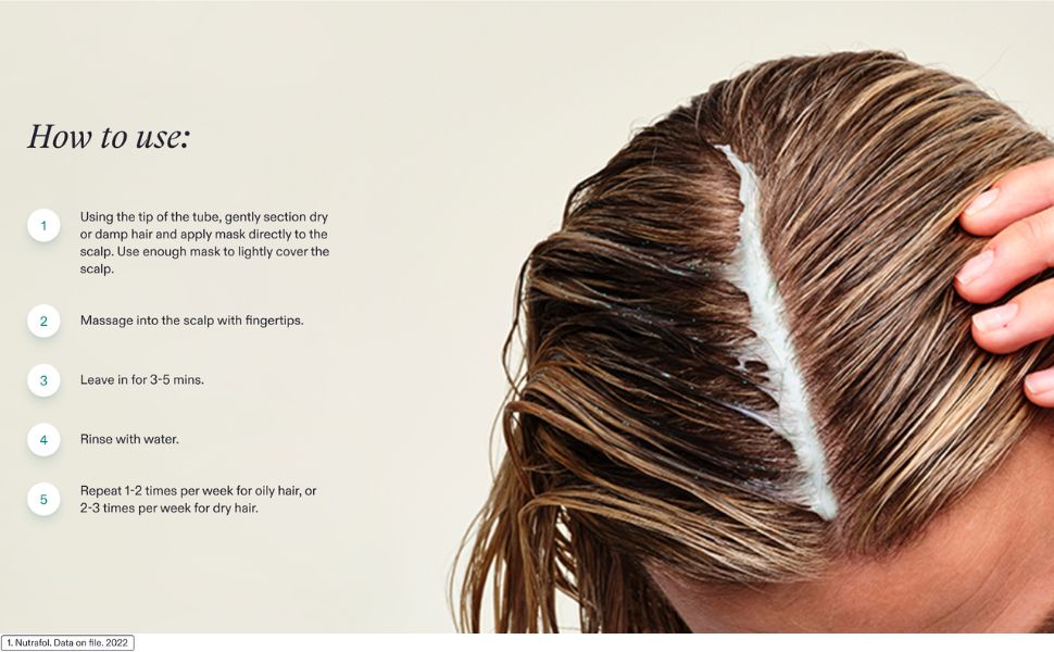 Nutrafol Máscara Exfoliante para el Cuero Cabelludo, Elimina la Acumulación de Productos y el Aceite para un Cabello y Cuero Cabelludo Más Saludables, Formulada por Médicos para el Cabello Fino