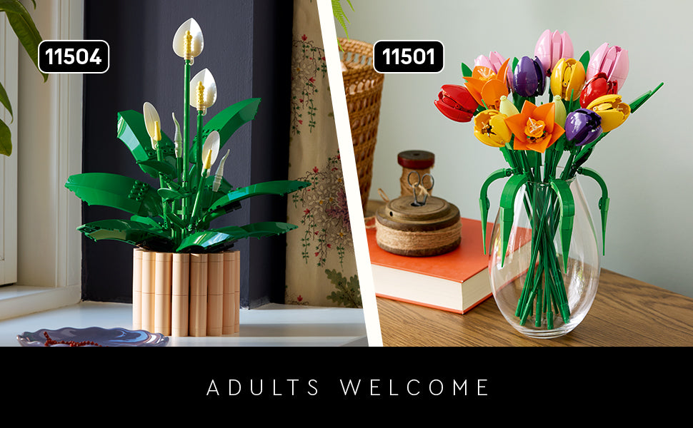LEGO Botanicals - Juego de construcción de flores de lirio de la paz para adultos, dormitorio, estante de libros y decoración de oficina para mujeres y hombres, a partir de 18 años, regalo para el día