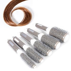 Juego de cepillos redondos para secado por soplado, cepillo de barril térmico profesional de iones de cerámica, cepillo térmico para hojas de cabello, cepillo de peinado de calor brillante, 5 tamaños
