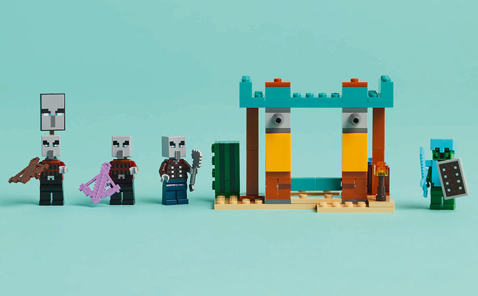LEGO Minecraft The Illager Desert Patrol Figuras de juguete y juego – Juguete de construcción de Minecraft para niños, niños y niñas, a partir de 7 años – con 4 figuras para juego de simulación – Idea de regalo para cumpleaños – 21267