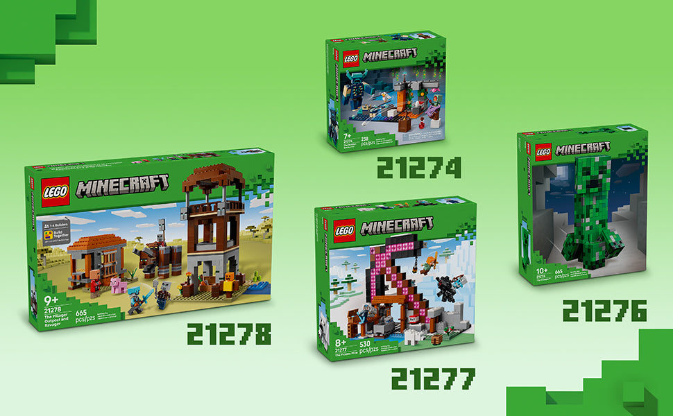 LEGO Minecraft The Enderman Tower - Juguete de construcción para niños y niñas - Set de construcción de videojuegos para niños, edades 9+ - 2 juguetes en 1 para juego imaginativo jugador contra