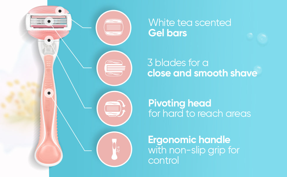 Gillette Venus ComfortGlide White Tea 4 unidades, con Gillette Venus ComfortGlide plus Olay 2 unidades, repuestos de cuchilla de afeitar para mujer