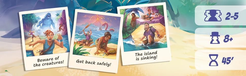 Asmodee Survive The Island - Juego de mesa (edición 2024) - Aventura de escape emocionante con nuevos monstruos, divertido juego de estrategia para niños y adultos, a partir de 8 años, 2 a 5 jugadores
