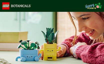 LEGO Botanicals Happy Plants - Juguete de construcción para niños, niñas y niños de 9 años en adelante, decoración de sala de juegos para escritorio o estante, regalo para cesta de Pascua, planta artificial de interior para jugar y exhibir - 10349