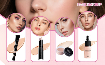 Kit completo de maquillaje para niñas, adolescentes, mujeres, kit de maquillaje para adolescentes, juegos de maquillaje para principiantes, juego de regalo de maquillaje de Navidad, kits de maquillaje