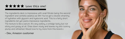 Snail Mucin Serum - Advanced Snail 96 Mucin Power Essence con ácido hialurónico y centella - Suero facial hidratante e hidratante reparador de la piel para mujeres, 3.38 onzas líquidas, 3.4 fl oz,