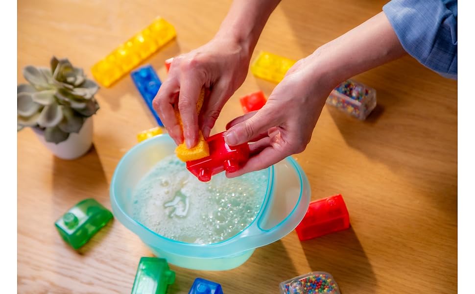 Kit creativo de bloques de gelatina Goliath Jelly Blox | Incluye 20 bloques | Bloques de construcción para niños pequeños y preescolares que los niños pueden apretar, estirar y aplastar | Acreditado