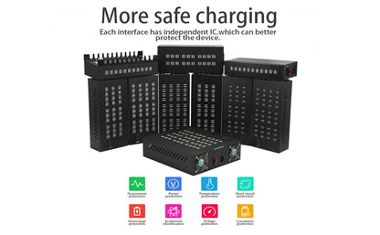 Estación de carga USB, 100 puertos, estación de energía USB, multipuerto, cargador de pared, adaptador de teléfono, multipuerto, multipuerto, cargador rápido USB para hotel, escuela, centros