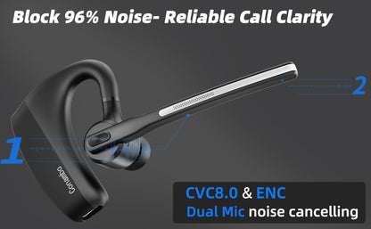 Conambo Auriculares Bluetooth 5.2 con CVC8.0 Dual Mic Cancelación de Ruido Auricular Bluetooth 16Hrs Talktime Auriculares Inalámbricos para Camión Conductor iPhone Android Teléfonos Celulares