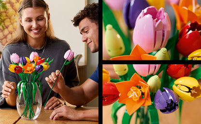 LEGO Botanicals - Juego de construcción de ramo de tulipanes para adultos, dormitorio, estante de libros y decoración de oficina para mujeres y hombres, a partir de 18 años, regalo para el día de San