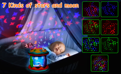 Juguetes para bebés de 6 a 12 meses, proyector musical giratorio con luz boca abajo, juguetes para bebés de 0 a 6, 3 a 6 meses, juguetes para gatear para acuarios de 4, 5, 6, 7, 8, 9, 12 a 18 meses