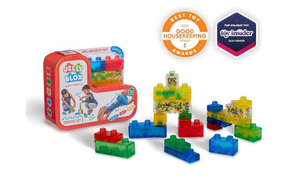 Kit creativo de bloques de gelatina Goliath Jelly Blox | Incluye 20 bloques | Bloques de construcción para niños pequeños y preescolares que los niños pueden apretar, estirar y aplastar | Acreditado